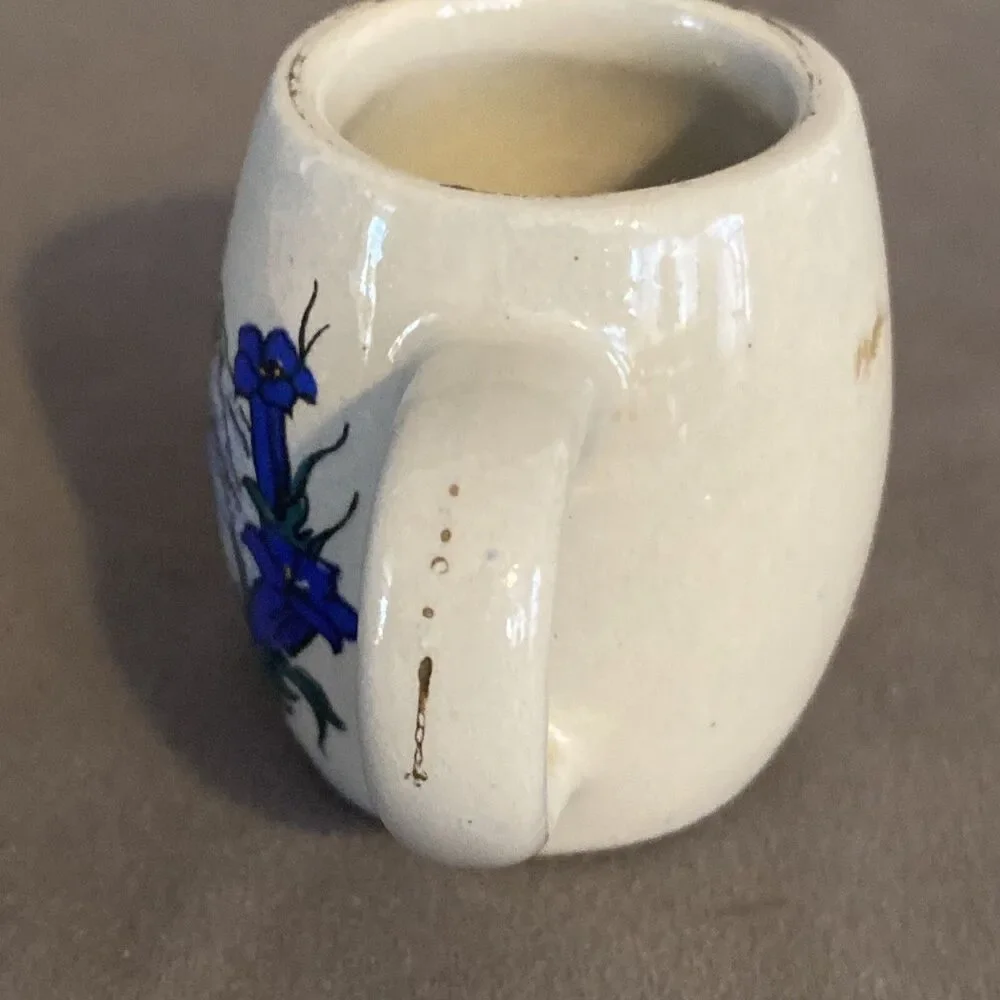 West Germany Stoneware Shot Glass Stein Mug With Handle Miniature Vintage